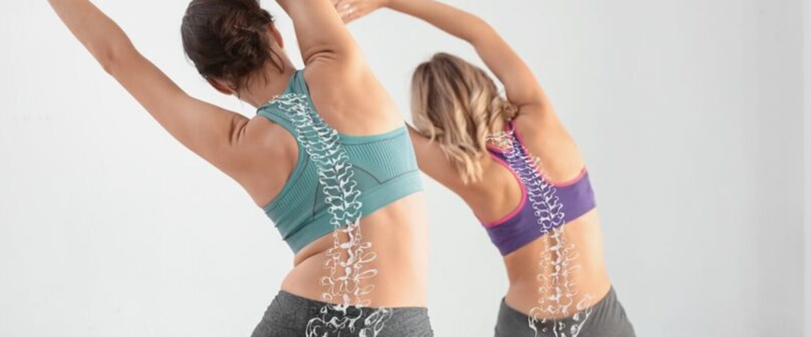 two women stretching